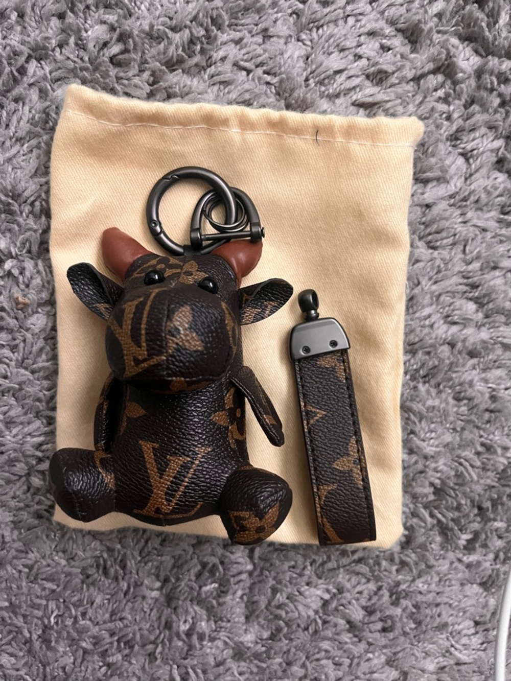 Designer-Inspired Brown Monogram Plush Keychain